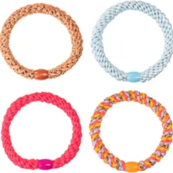 Haargummi KKNEKKI 4er-Set Bundle 14 - hellblau, neonpink & rosegold