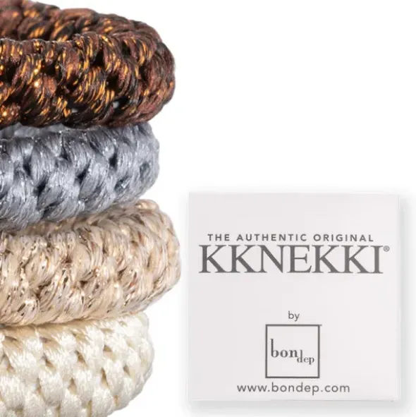 Haargummi KKNEKKI 4er-Set Bundle 53 - creme beige & braun glitter