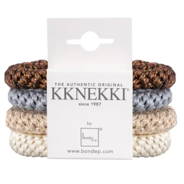 Haargummi KKNEKKI 4er-Set Bundle 53 - creme beige & braun glitter