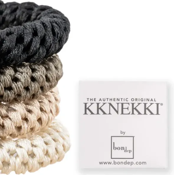 Haargummi KKNEKKI 4er-Set Bundle 20 - schwarz, beige & elfenbein weiß