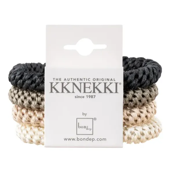Haargummi KKNEKKI 4er-Set Bundle 20 - schwarz, beige & elfenbein weiß