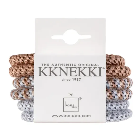 Haargummi KKNEKKI Slim 6er-Set - bundle 8 silber, hellbraun, glitter mix