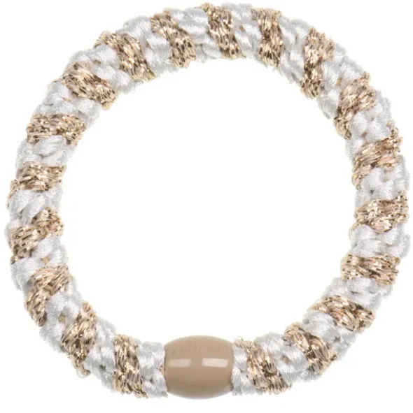 Haargummi KKNEKKI - weiß beige glitter gestreift