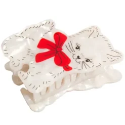 Haarklammer Katze weiß – großer Haarclip 7 cm aus Kunststoff