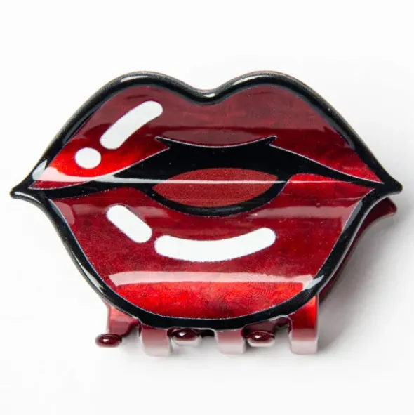 Haarklammer Lippen rot - Haarclip mit Kussmund 6,5 cm