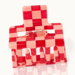 Haarklammer LOLLIPOP Square 5 x 4 cm, kariert rot-rosa