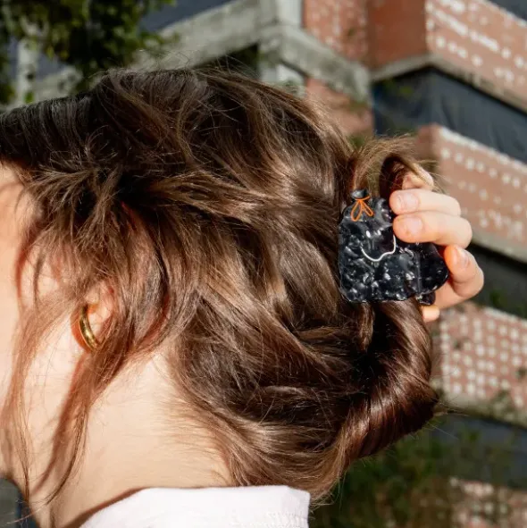Haarklammer Müllsack schwarz – großer Haarclip 6,5 cm aus Kunststoff