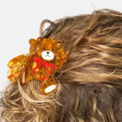 Haarklammer Teddy Bär braun – großer Haarclip 7 cm aus Kunststoff