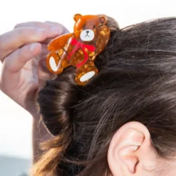 Haarklammer Teddy Bär braun – großer Haarclip 7 cm aus Kunststoff