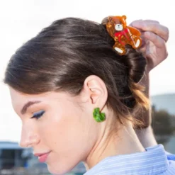 Haarklammer Teddy Bär braun – großer Haarclip 7 cm aus Kunststoff