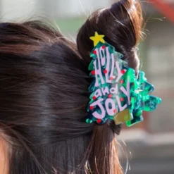 Haarklammer Weihnachtsbaum Holly and Joly – großer Haarclip 8 cm aus Kunststoff