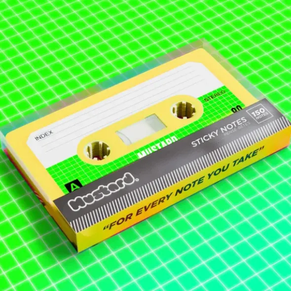 Haftnotizblock Retro Kassette – 150 Sticky Notes im Kassetten Design