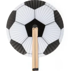 Handfächer Fußball – runder Fächer klappbar mit Holzgriffen