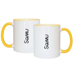 Henkeltasse mit Name - Namenstasse gelb