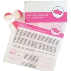 Herzklopfendrops mit Beipackzettel für Liebesgeflüster