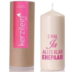 Hochzeitskerze - 2 mal ja ... Ehepaar, pink