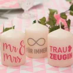 Hochzeitskerze - 2 mal ja ... Ehepaar, pink