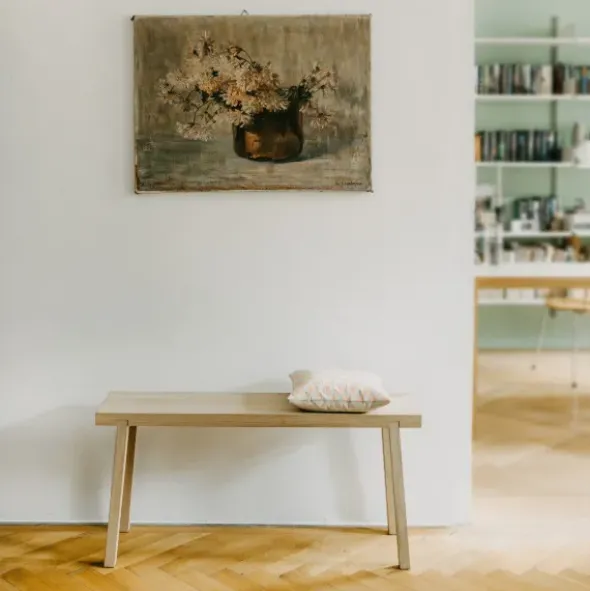 HockerBank Eschenholz - massive Design Holzbank 95 cm