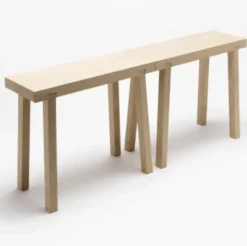 HockerBank Schemel Eichenholz - massiver Design Holzhocker 52 cm