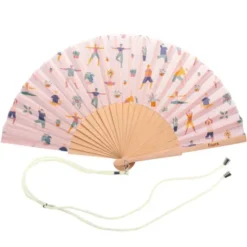 Holzfächer 42 cm Yoga - Handfächer mit Textilbespannung & Trageschlaufe