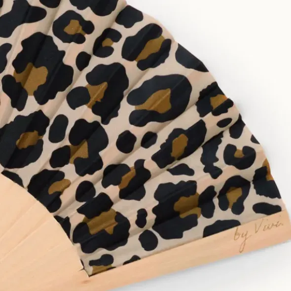 Holzfächer Seide - Handfächer Leopard