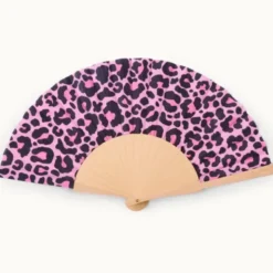 Holzfächer Seide - Handfächer Pink Leopard