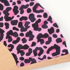 Holzfächer Seide - Handfächer Pink Leopard