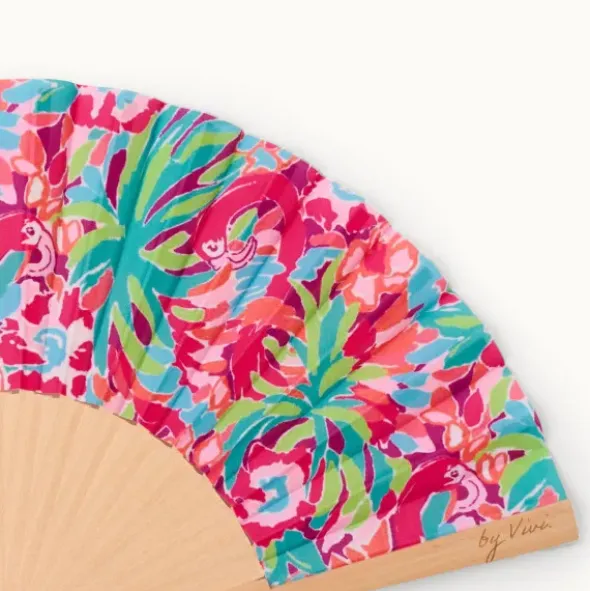 Holzfächer Seide - Handfächer Tropical bunt