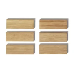 Holzmagnete eckig pur 6er-Set - Magnete aus Eichenholz