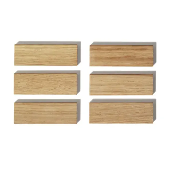 Holzmagnete eckig pur 6er-Set - Magnete aus Eichenholz