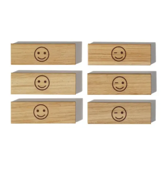 Holzmagnete eckig Smiley 6er-Set - Magnete mit Motiv
