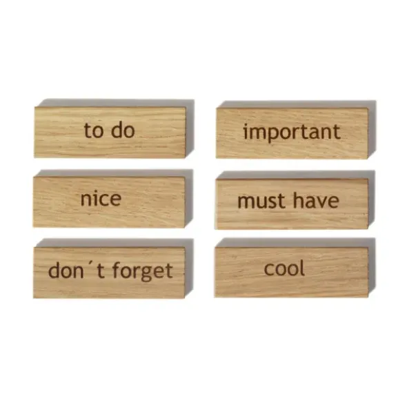 Holzmagnete eckig Words 6er-Set - Magnete mit Spruch