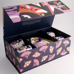 Japanisches Tee Geschirr Set – Teekanne mit Teesieb und 4 Teebechern