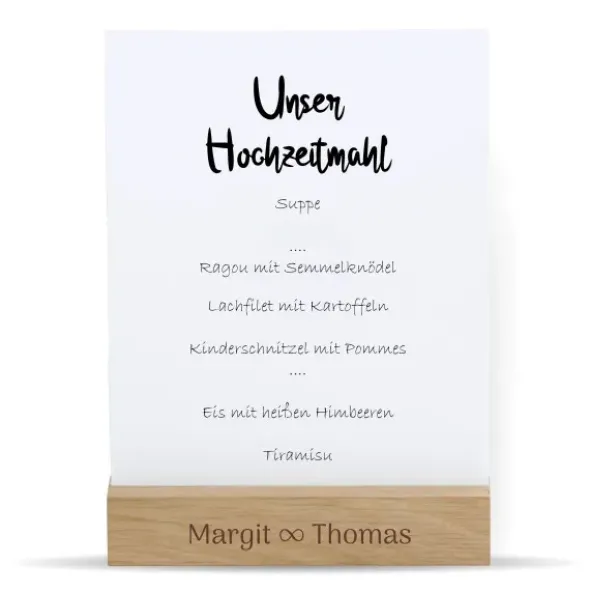 Kartenhalter Eichenholz mit Gravur Hochzeitspaar