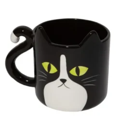 Katzentasse aus Keramik – schwarze Tasse im Katzen-Design