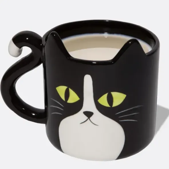 Katzentasse aus Keramik – schwarze Tasse im Katzen-Design