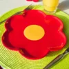Keramik Teller DAISY - Gänseblümchen rot