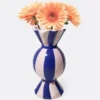 Keramik Vase in Bonbon-Optik, rosa blau gestreift 20 cm
