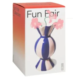Keramik Vase in Bonbon-Optik, rosa blau gestreift 20 cm