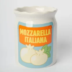 Kerze im Keramik Becher MOZZARELLA ITALIANA – wiederverwendbar für Küchenutensilien