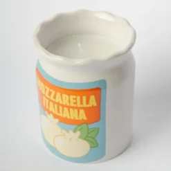 Kerze im Keramik Becher MOZZARELLA ITALIANA – wiederverwendbar für Küchenutensilien