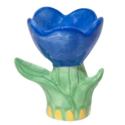 Kerzenhalter Blume blau aus Keramik