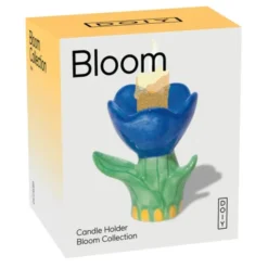 Kerzenhalter Blume blau aus Keramik