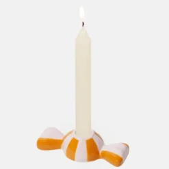 Kerzenhalter Bonbon orange rosa aus Keramik