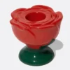 Kerzenhalter Rose aus Keramik – Kerzenständer in roter Rosen-Optik