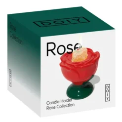 Kerzenhalter Rose aus Keramik – Kerzenständer in roter Rosen-Optik