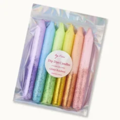 Kerzen im Set - Stabkerzen 6 Stück GLITTER RAINBOW, Glitzer Regenbogen