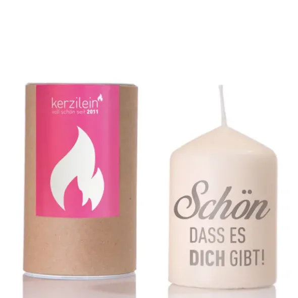 Kerze - Schön dass es dich gibt, grau