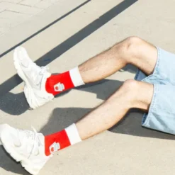 Ketchup Socken – Lustige Socken im Tomatenketchup Style, Gr. 36 - 45
