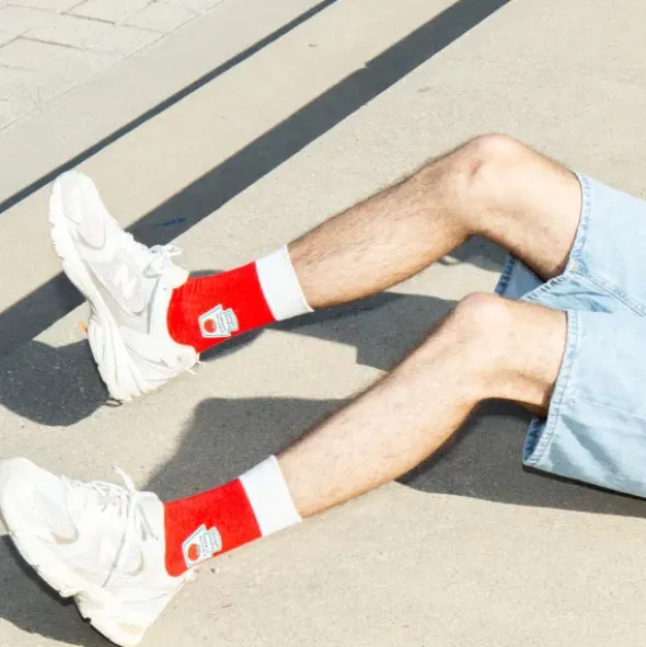 Ketchup Socken – Lustige Socken im Tomatenketchup Style, Gr. 36 - 45